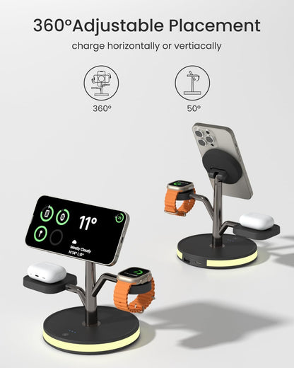 Wireless Charging Station, 3 in 1 Magnetic Magsafe Charger for Apple Device