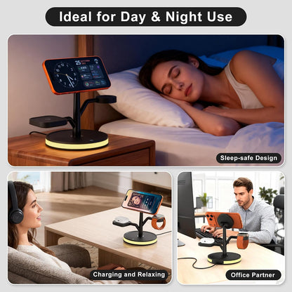 Wireless Charging Station, 3 in 1 Magnetic Magsafe Charger for Apple Device