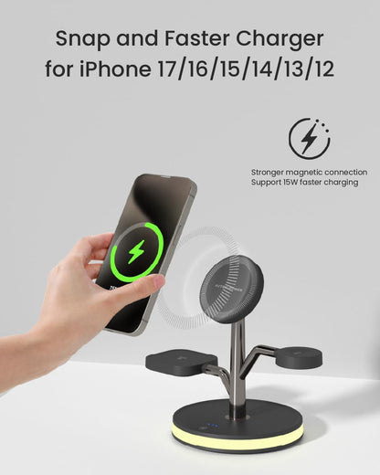 Wireless Charging Station, 3 in 1 Magnetic Magsafe Charger for Apple Device