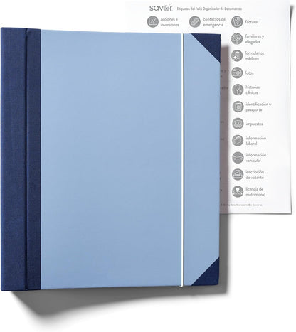 The Folio® Important Document Organizer | Binder with Guided Labels, Acid-Free File Folder Organizer with 10 Pockets, Document Holder for Home Records, Legal and Medical Papers (Blue)