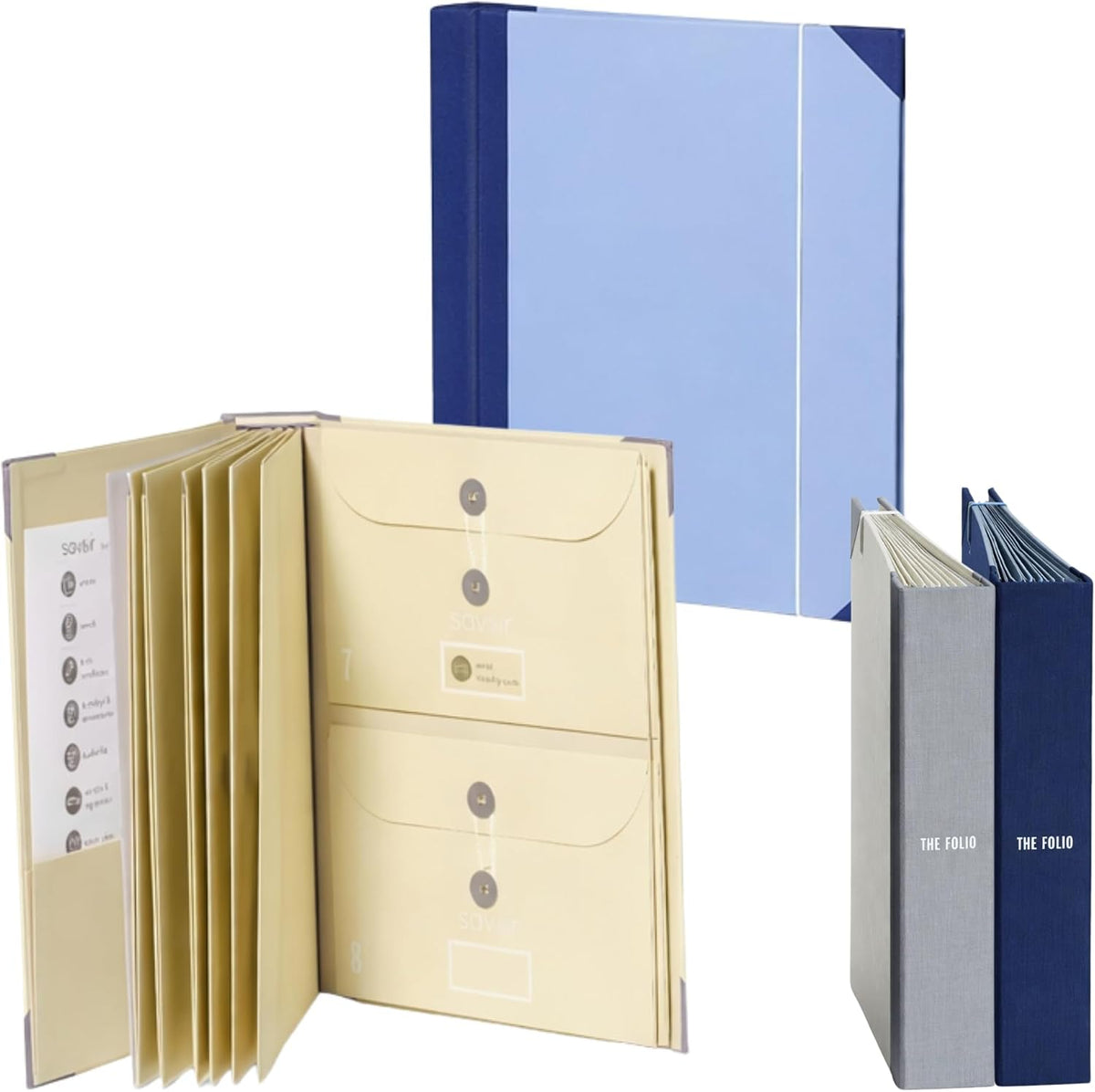 The Folio® Important Document Organizer | Binder with Guided Labels, Acid-Free File Folder Organizer with 10 Pockets, Document Holder for Home Records, Legal and Medical Papers (Blue)