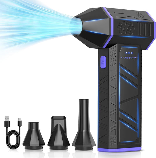 Electric Compressed Air Duster - 130,000 RPM High-Power Air Blower, Rechargeable 3-Speed Mini Handheld Dust Blower for PC, Keyboard, Electronics, Car and Home Cleaning