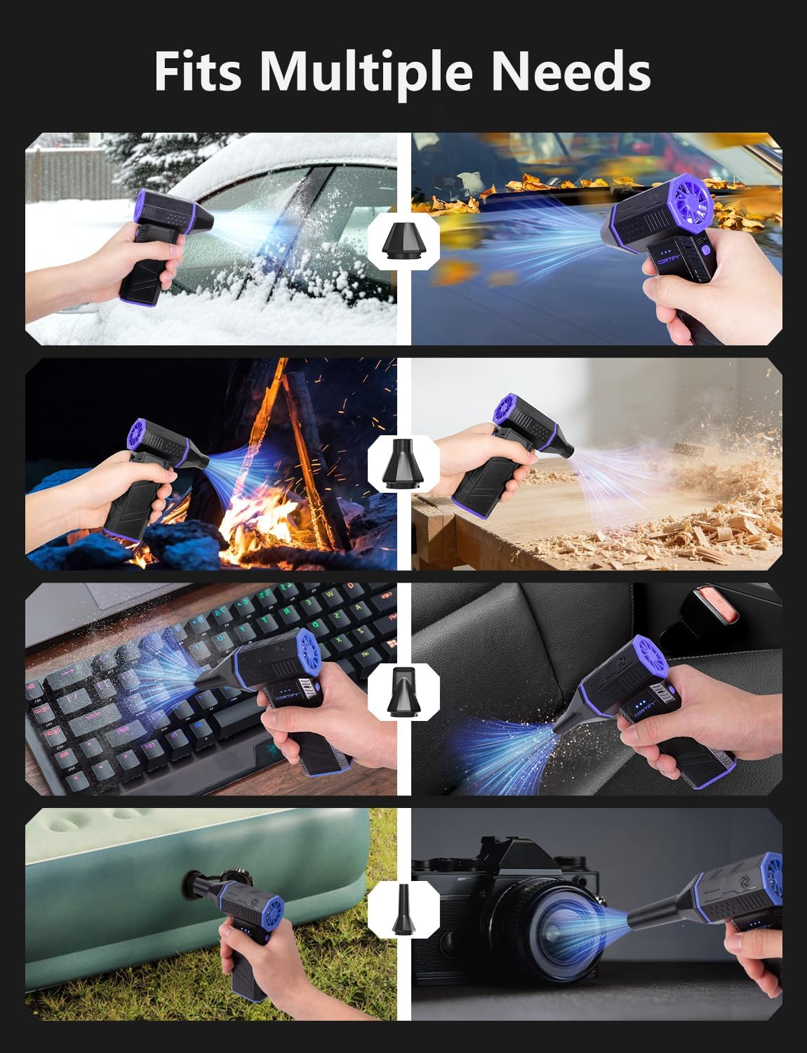 Electric Compressed Air Duster - 130,000 RPM High-Power Air Blower, Rechargeable 3-Speed Mini Handheld Dust Blower for PC, Keyboard, Electronics, Car and Home Cleaning