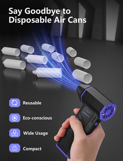 Electric Compressed Air Duster - 130,000 RPM High-Power Air Blower, Rechargeable 3-Speed Mini Handheld Dust Blower for PC, Keyboard, Electronics, Car and Home Cleaning