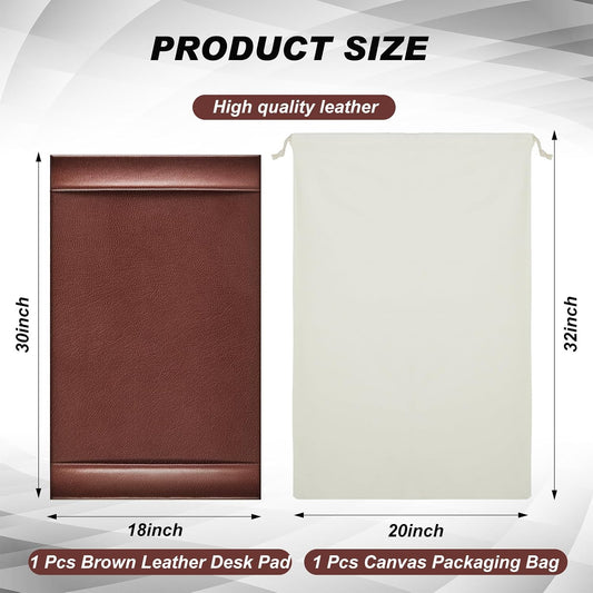 30 x 18 Inch Leather Desk Pad with Side Rails Mat, Brown