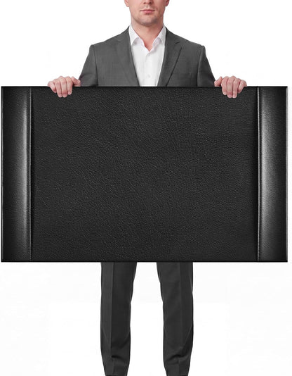 30 x 18 Inch Leather Desk Pad with Side Rails Mat, Brown