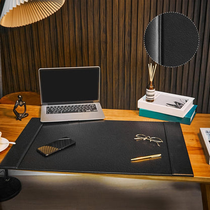 30 x 18 Inch Leather Desk Pad with Side Rails Mat, Brown