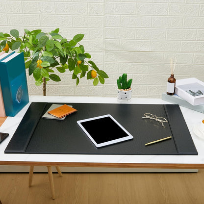 30 x 18 Inch Leather Desk Pad with Side Rails Mat, Brown