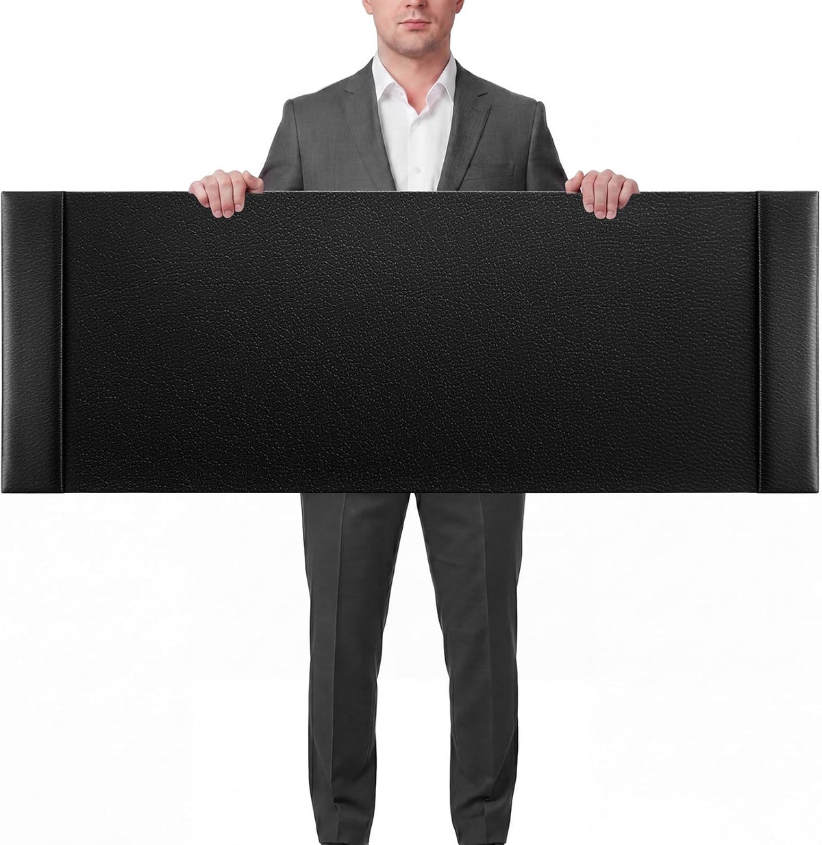 30 x 18 Inch Leather Desk Pad with Side Rails Mat, Brown
