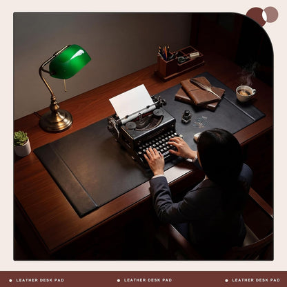 30 x 18 Inch Leather Desk Pad with Side Rails Mat, Brown