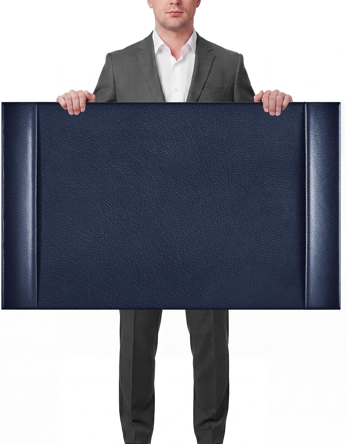 30 x 18 Inch Leather Desk Pad with Side Rails Mat, Brown