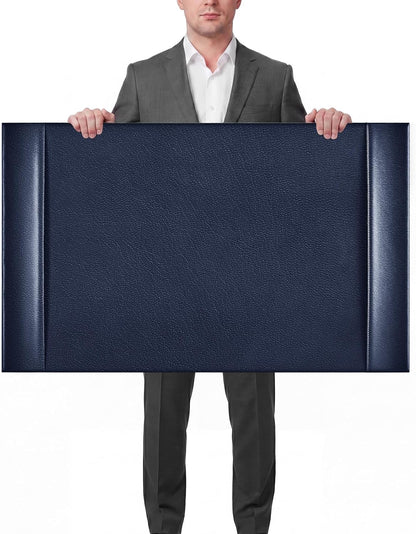 30 x 18 Inch Leather Desk Pad with Side Rails Mat, Brown