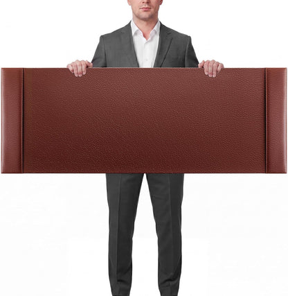 30 x 18 Inch Leather Desk Pad with Side Rails Mat, Brown