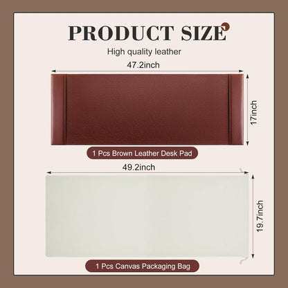 30 x 18 Inch Leather Desk Pad with Side Rails Mat, Brown