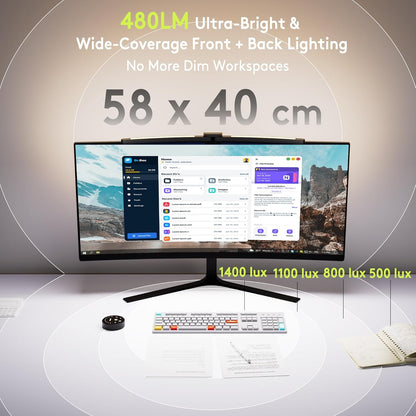 Curved Monitor Light Bar for 34"+ Ultrawide, Curve-Matching Pivoting