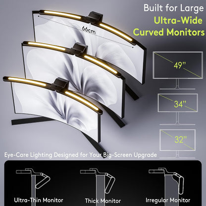 Curved Monitor Light Bar for 34"+ Ultrawide, Curve-Matching Pivoting