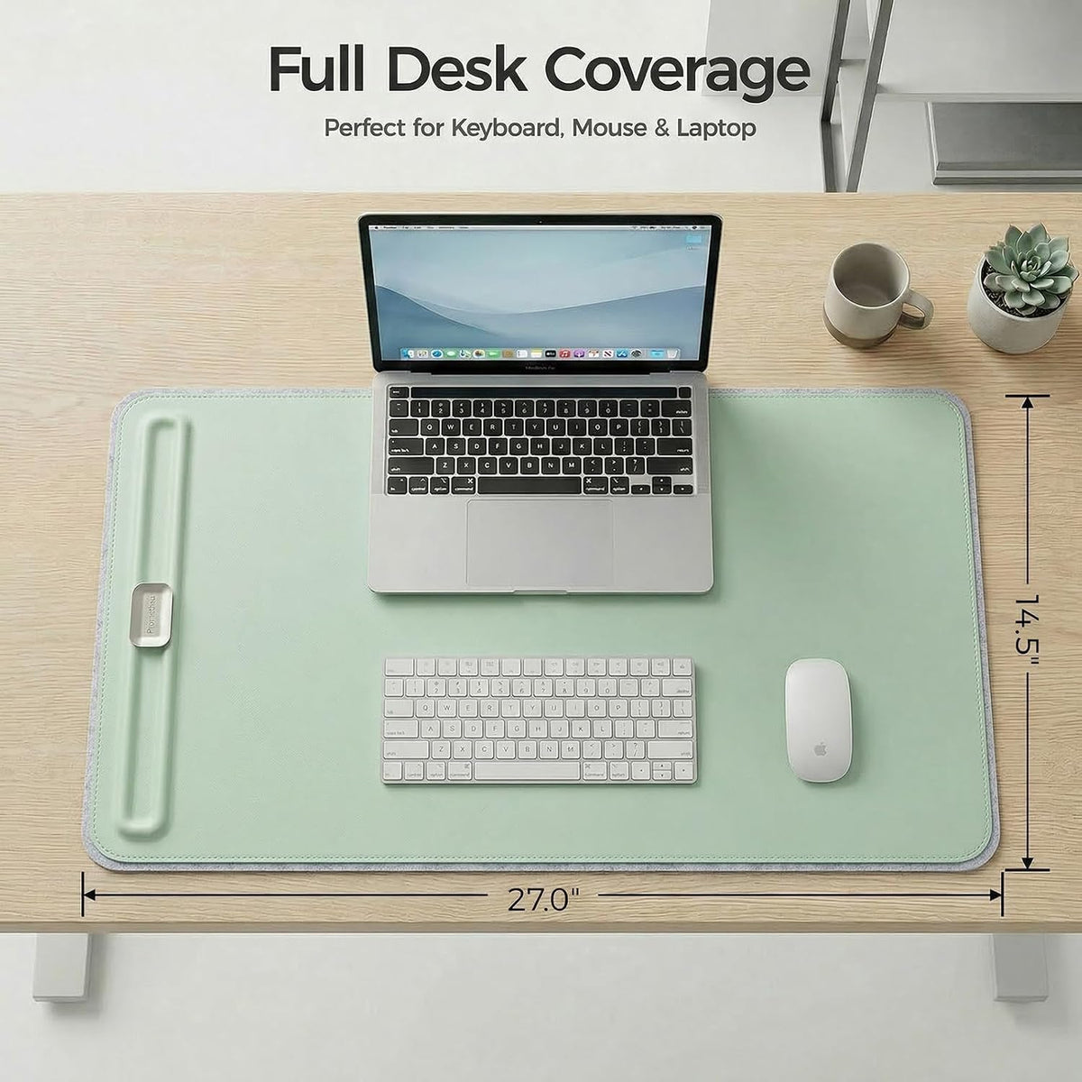 Desk Mat – Double-Sided Vegan Leather & Felt | Built-In Magnetic Cable Organizer & File Storage | Premium Workspace Pad for Office, Gaming & Creative Professionals-（Brown）
