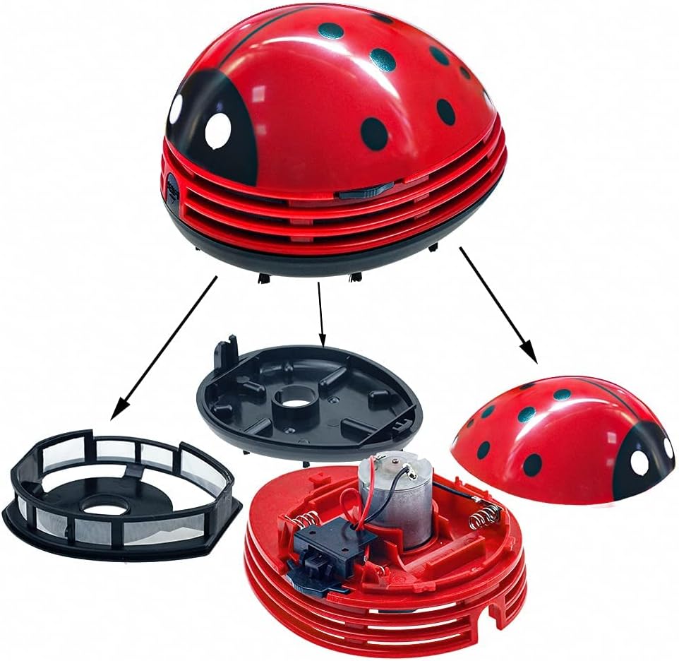 Cute Portable Cartoon Mini Desktop Vacuum Cleaner Table Dust Crumb Sweeper(Red#002)