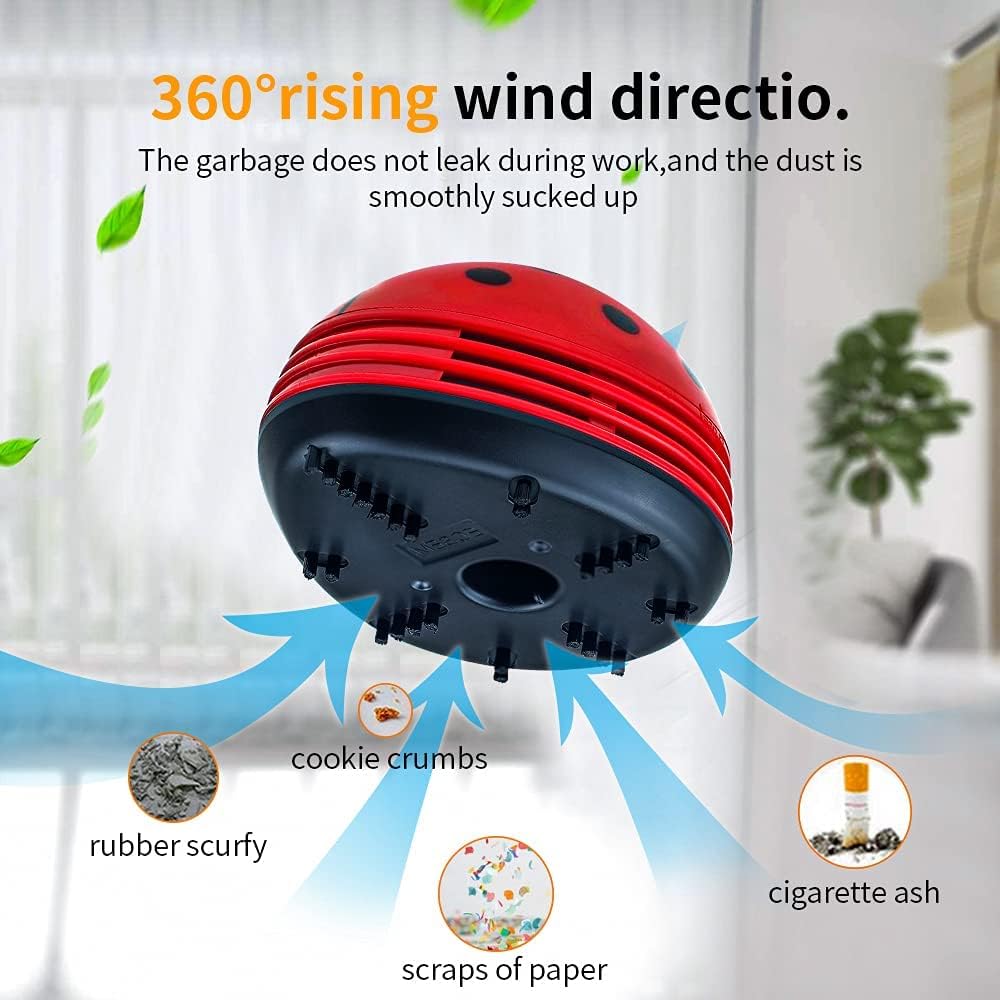 Cute Portable Cartoon Mini Desktop Vacuum Cleaner Table Dust Crumb Sweeper(Red#002)