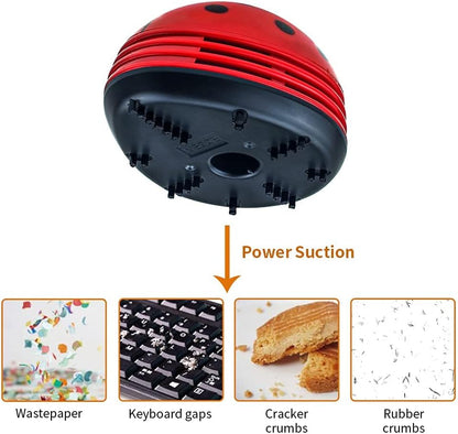 Cute Portable Cartoon Mini Desktop Vacuum Cleaner Table Dust Crumb Sweeper(Red#002)