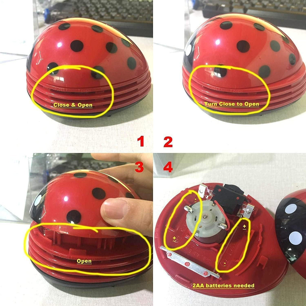 Cute Portable Cartoon Mini Desktop Vacuum Cleaner Table Dust Crumb Sweeper(Red#002)