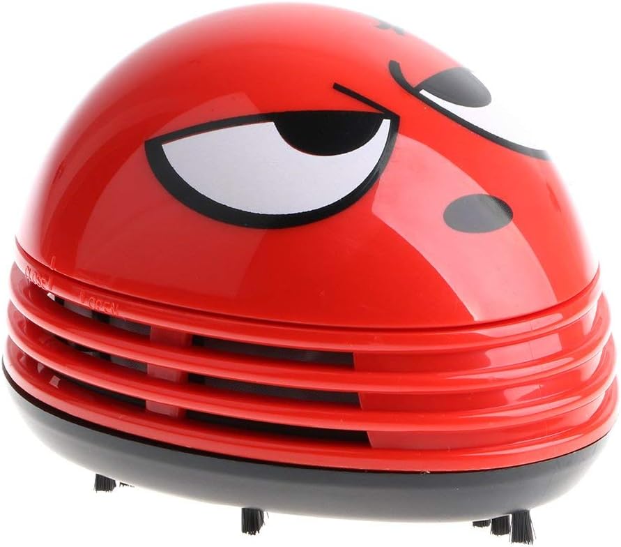 Cute Portable Cartoon Mini Desktop Vacuum Cleaner Table Dust Crumb Sweeper(Red#002)