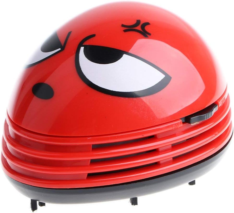 Cute Portable Cartoon Mini Desktop Vacuum Cleaner Table Dust Crumb Sweeper(Red#002)
