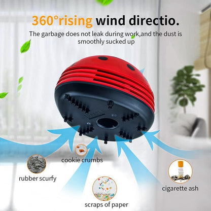 Cute Portable Cartoon Mini Desktop Vacuum Cleaner Table Dust Crumb Sweeper(Red#002)