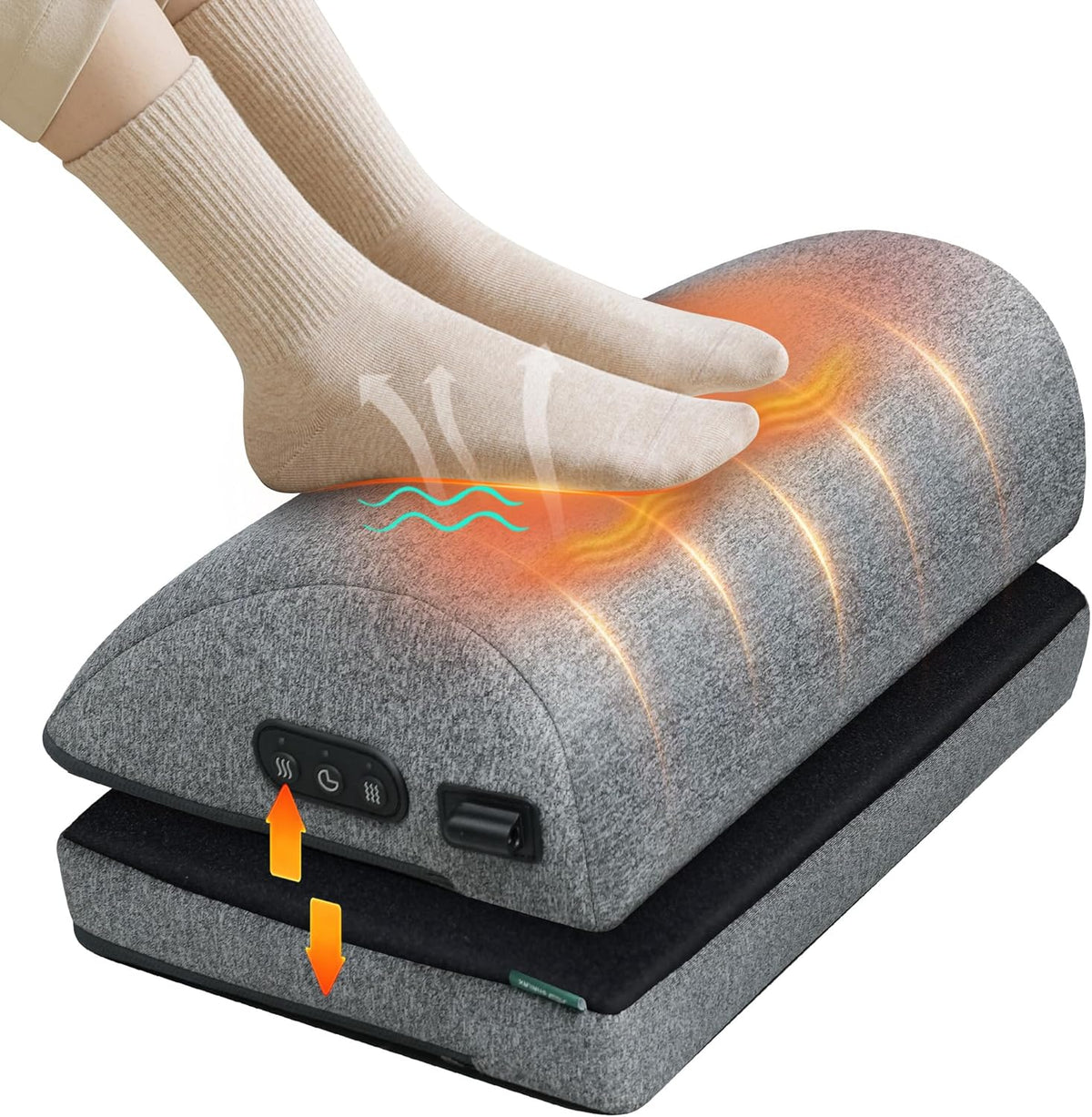 Heated Foot Rest Under Desk, Adjustable Height Foot Stool