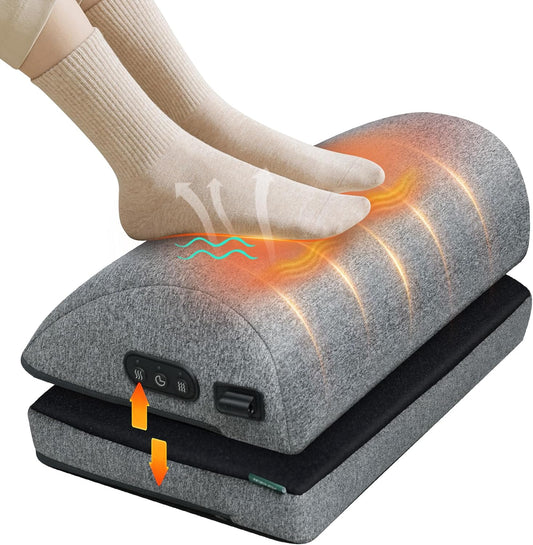Heated Foot Rest Under Desk, Adjustable Height Foot Stool