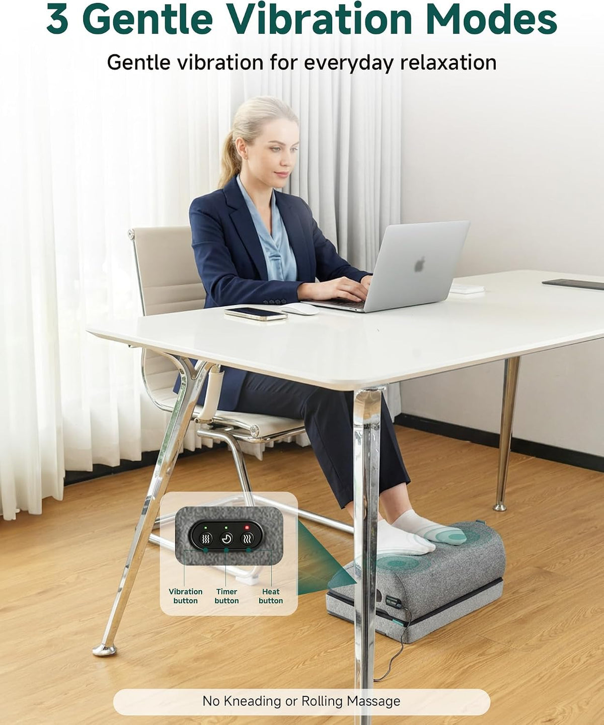 Heated Foot Rest Under Desk, Adjustable Height Foot Stool