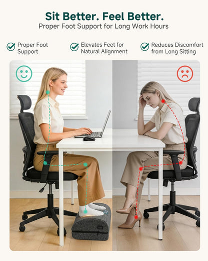 Heated Foot Rest Under Desk, Adjustable Height Foot Stool