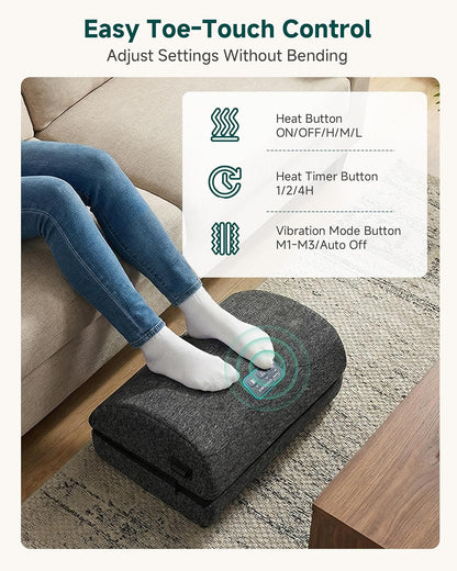 Heated Foot Rest Under Desk, Adjustable Height Foot Stool