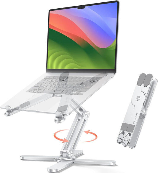 LA10 360° Rotating Laptop Stand Riser Foldable for Desk, Silver