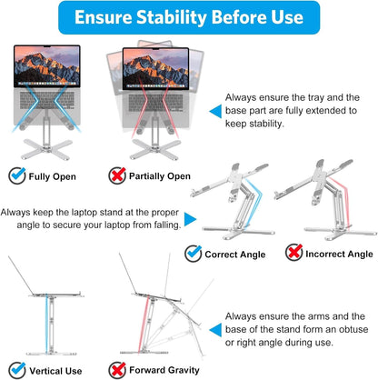 LA10 360° Rotating Laptop Stand Riser Foldable for Desk, Silver