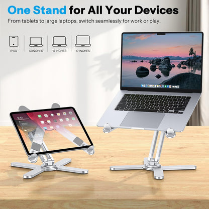 LA10 360° Rotating Laptop Stand Riser Foldable for Desk, Silver