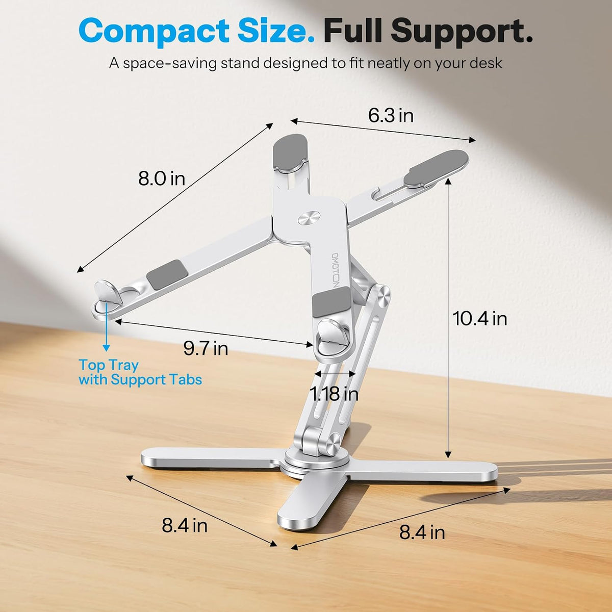 LA10 360° Rotating Laptop Stand Riser Foldable for Desk, Silver