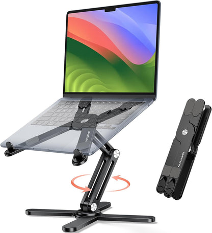 LA10 360° Rotating Laptop Stand Riser Foldable for Desk, Silver
