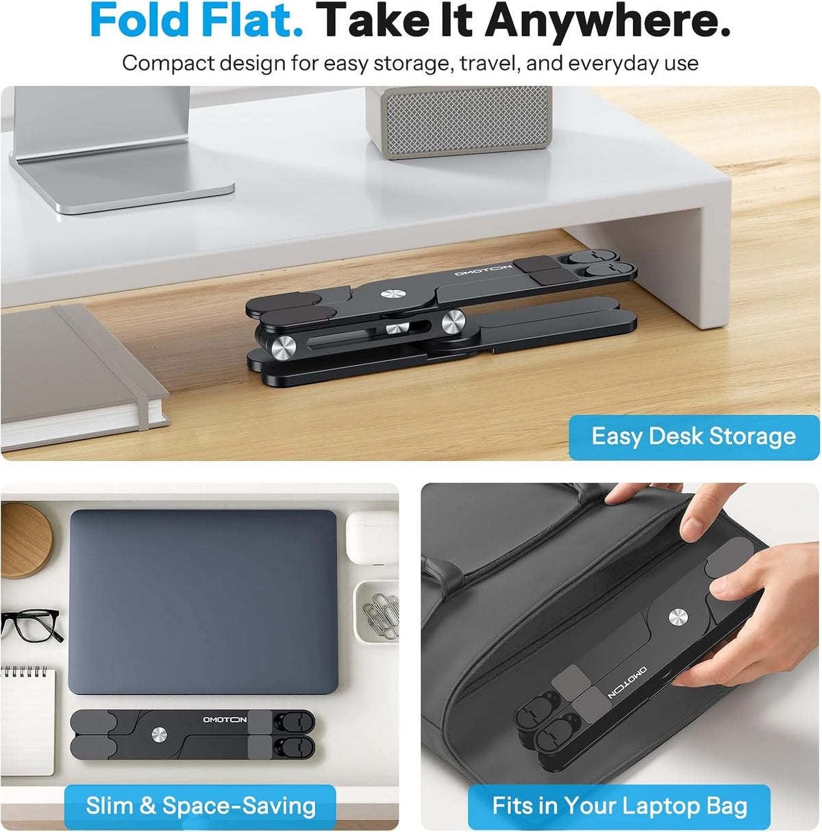 LA10 360° Rotating Laptop Stand Riser Foldable for Desk, Silver