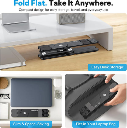LA10 360° Rotating Laptop Stand Riser Foldable for Desk, Silver
