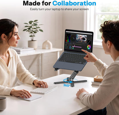 LA10 360° Rotating Laptop Stand Riser Foldable for Desk, Silver