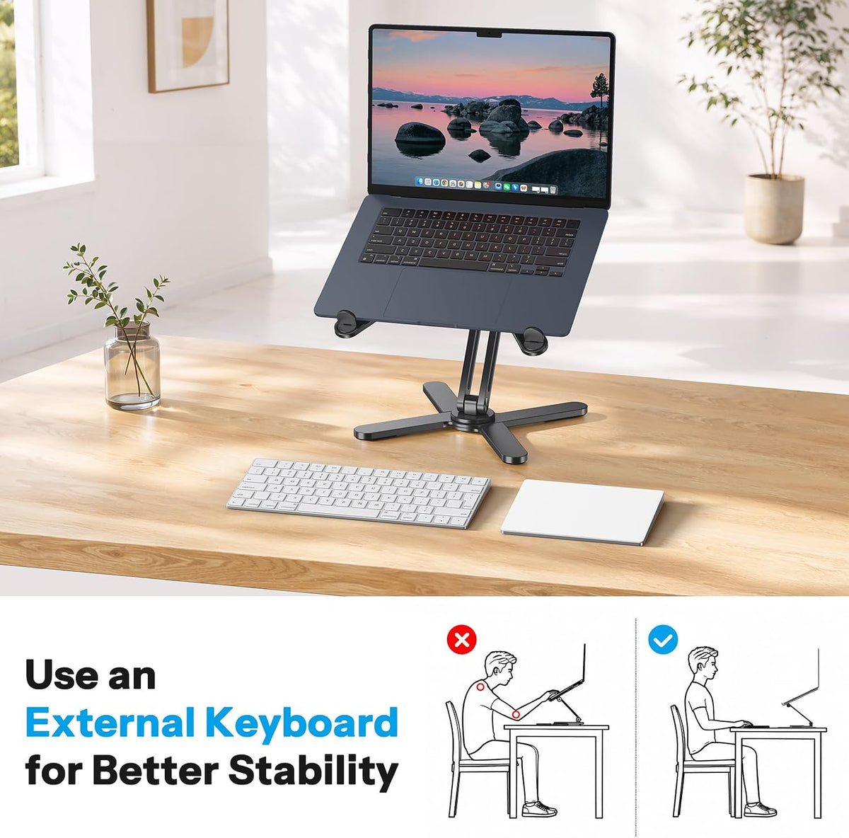 LA10 360° Rotating Laptop Stand Riser Foldable for Desk, Silver