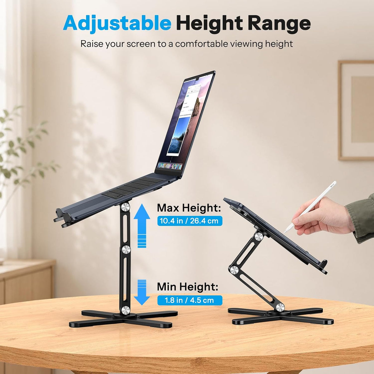 LA10 360° Rotating Laptop Stand Riser Foldable for Desk, Silver