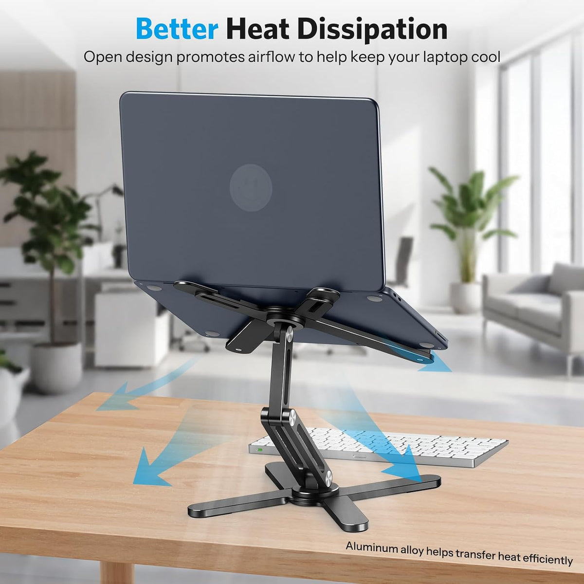 LA10 360° Rotating Laptop Stand Riser Foldable for Desk, Silver