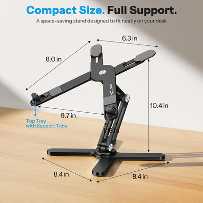 LA10 360° Rotating Laptop Stand Riser Foldable for Desk, Silver