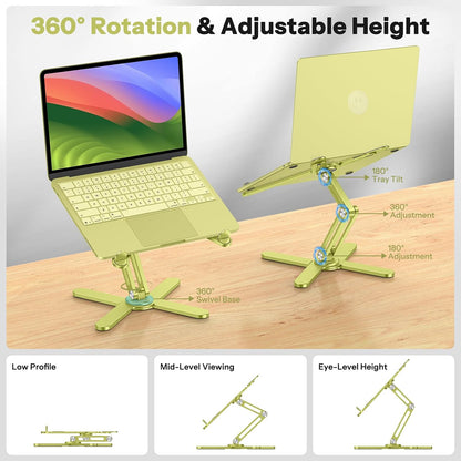 LA10 360° Rotating Laptop Stand Riser Foldable for Desk, Silver