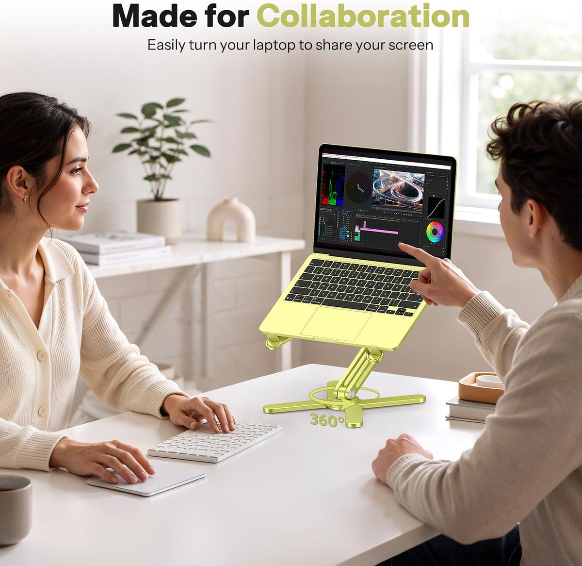 LA10 360° Rotating Laptop Stand Riser Foldable for Desk, Silver