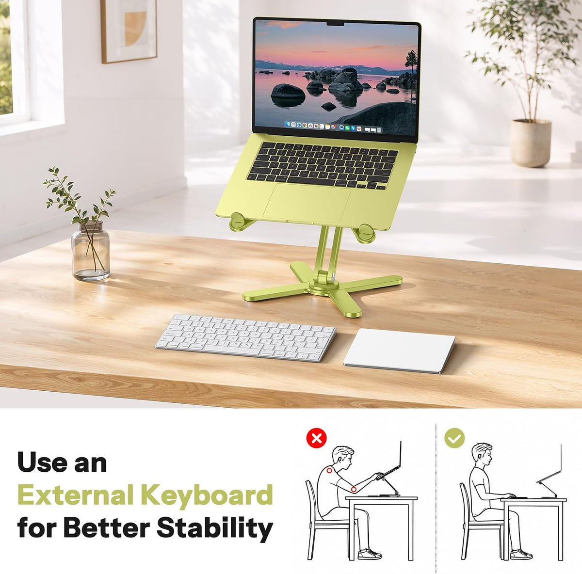 LA10 360° Rotating Laptop Stand Riser Foldable for Desk, Silver