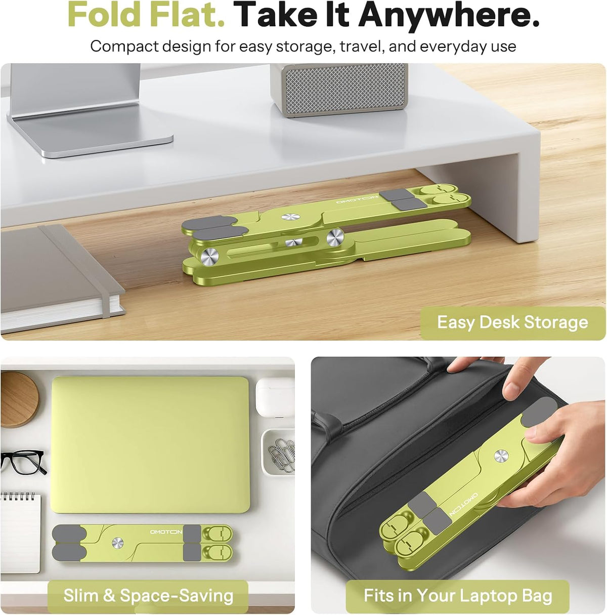 LA10 360° Rotating Laptop Stand Riser Foldable for Desk, Silver