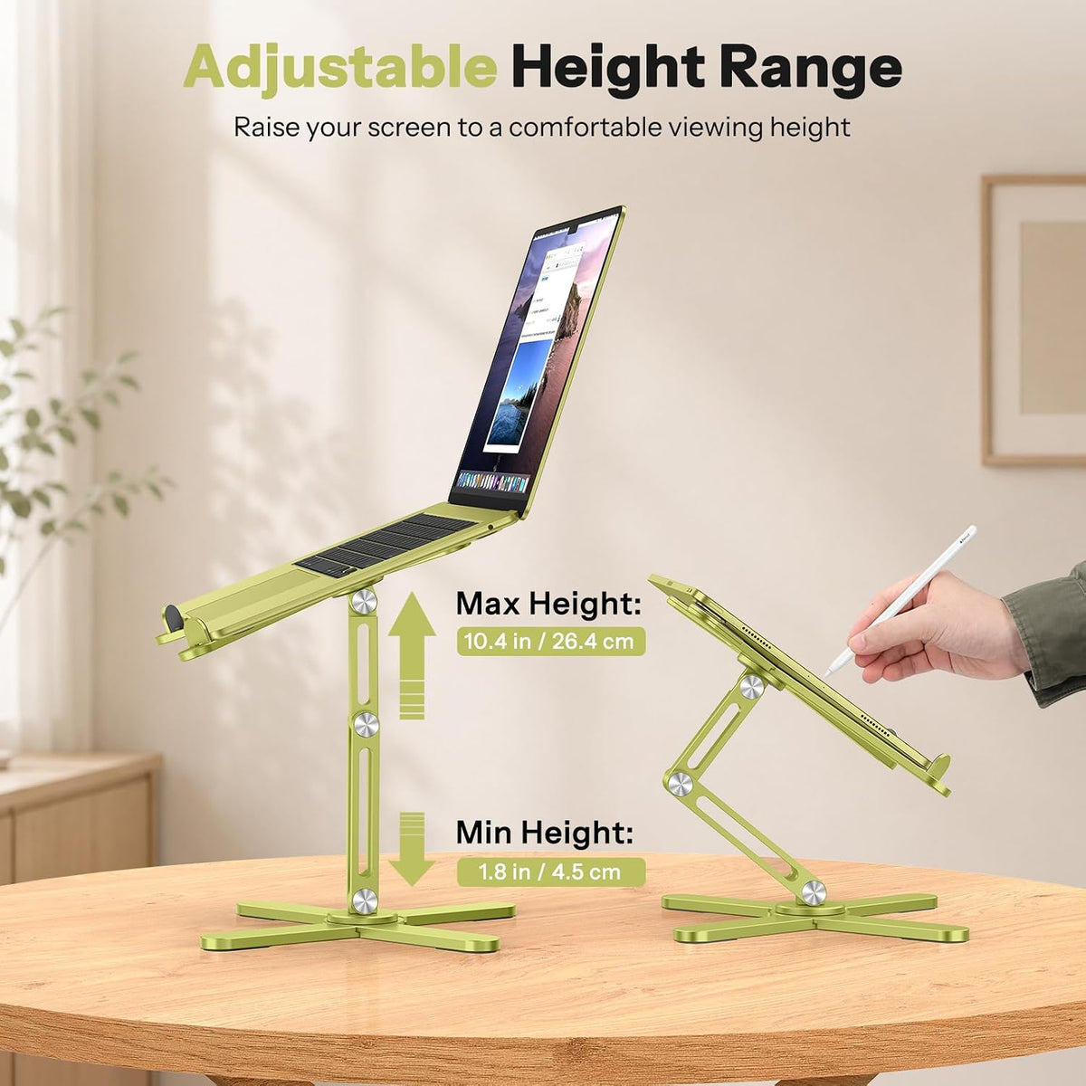LA10 360° Rotating Laptop Stand Riser Foldable for Desk, Silver